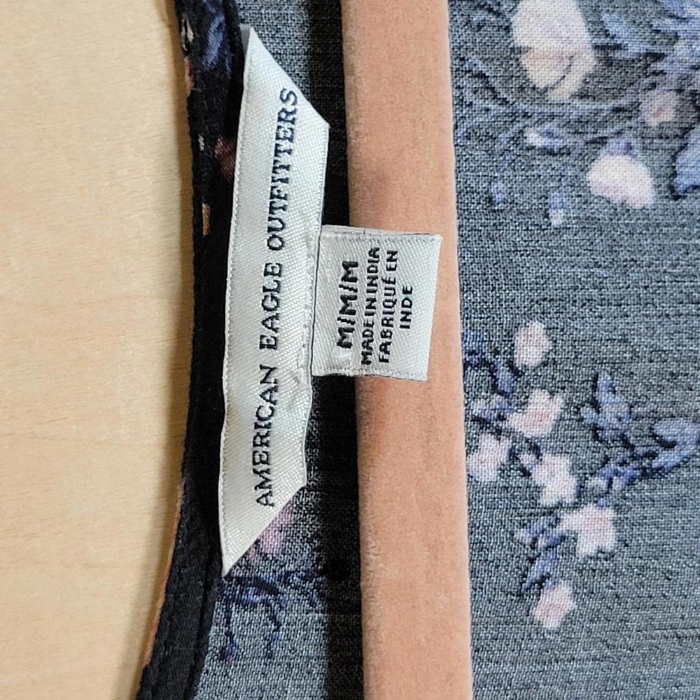 American Eagle Outfitters Black Floral V Neck Boho Maxi Dress Women Size M - Picture 3 of 9